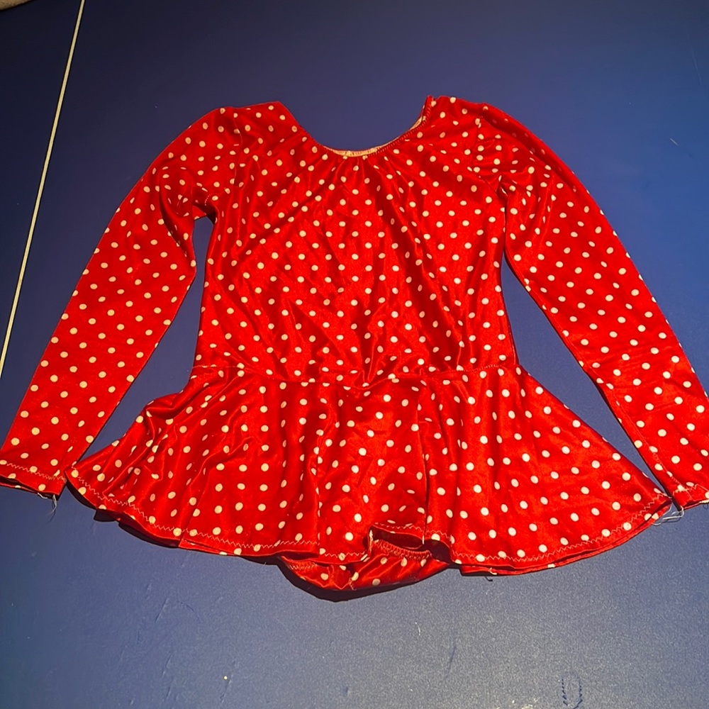 Red Polka Dot Girls' Peplum Dance Costume